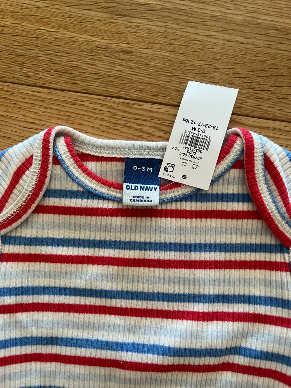 Old Navy Baby 2 Piece Knit Firecracker Sweater & Striped Bodysuit Set 0-3M NWT
